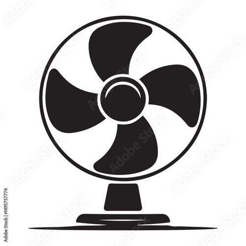 electric fan silhouette vector illustration. Vector black silhouette. with white background