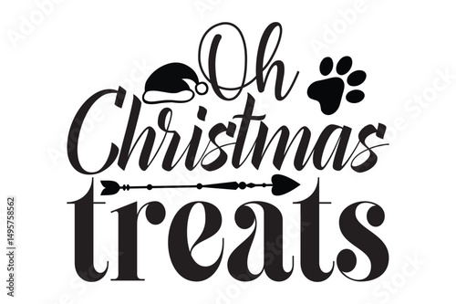 oh Christmas treats, Dog Christmas Bandana SVG design.