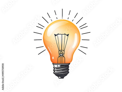 Bright Idea Light Bulb Illustration with Creative Design Elements