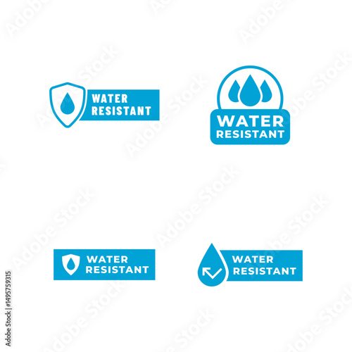 Set of Waterproof icons. Waterproof or water resistant signs. Water protection symbol.