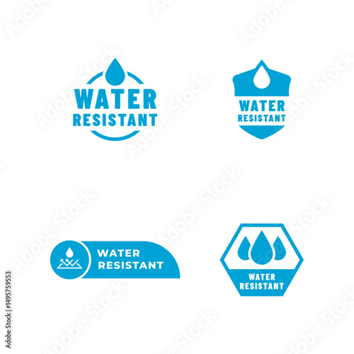 Set of Waterproof icons. Waterproof or water resistant signs. Water protection symbol.
