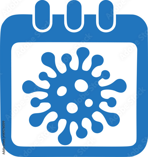 Blue virus calendar icon design, representing healthcare concept. Vector illustration