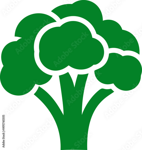 Green broccoli silhouette, healthy food concept. Vector illustration