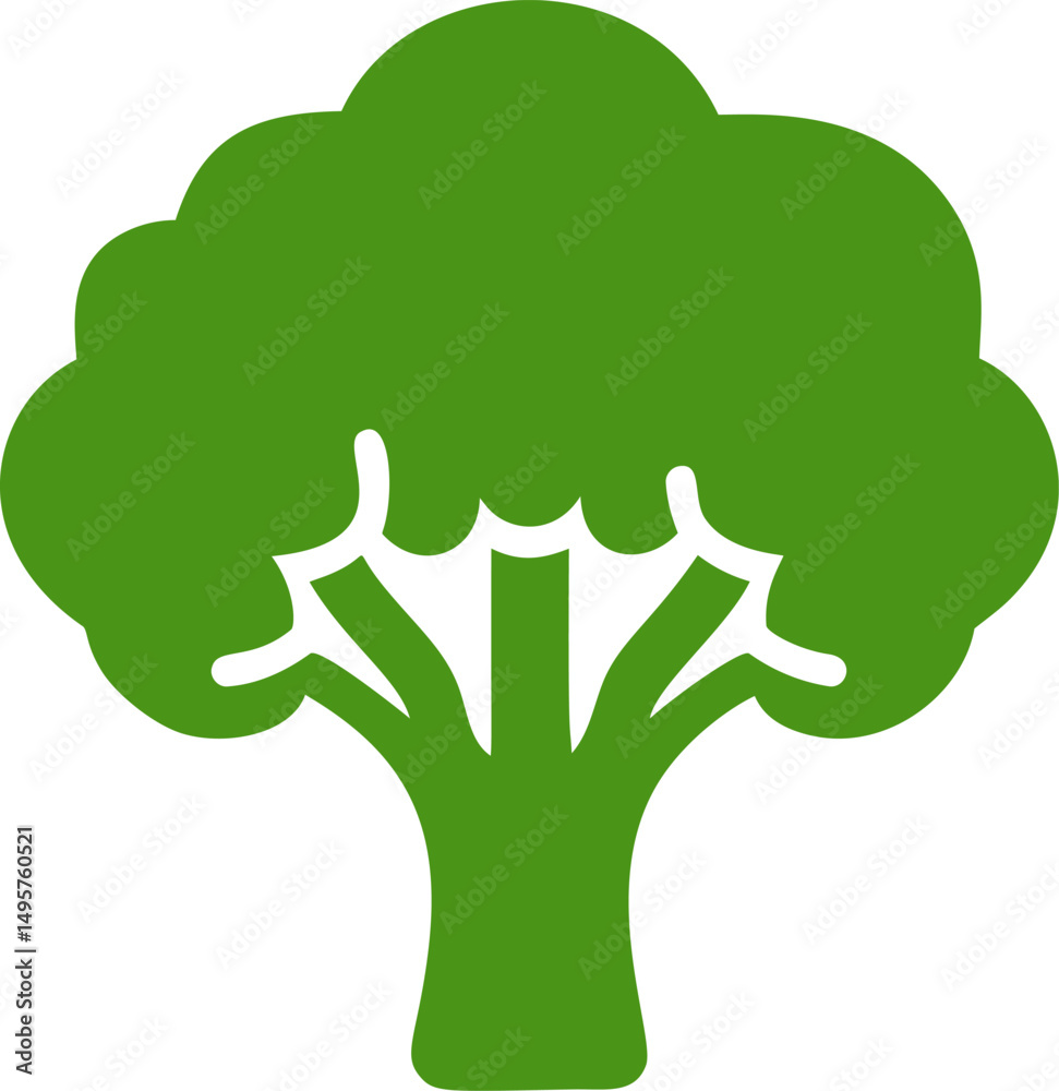 Obraz premium Green silhouette of broccoli icon in minimalist style. Vector illustration