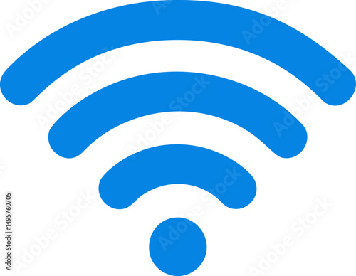 Wi-fi symbol in blue, simple digital communication icon. Vector illustration