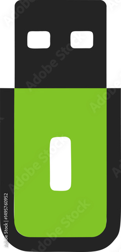 Minimalist  of a green usb flash drive icon. Vector illustration