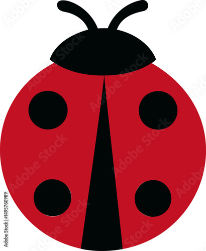 of a red and black ladybug with polka dots. Vector illustration