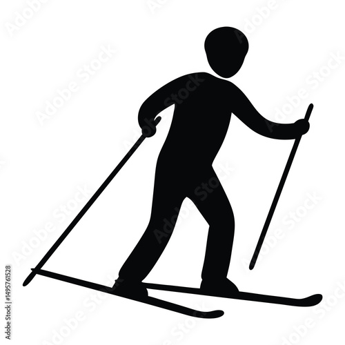 Silhouette of a person cross country skiing, with focus on the movement