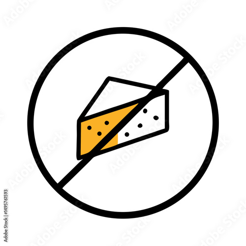 Cheese-free zone icon with no cheese slice inside circle