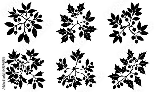 Wallpaper Mural Mistletoe Silhouette  vector Torontodigital.ca