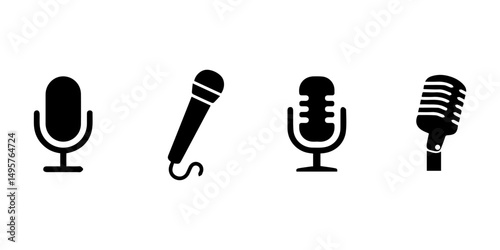 Microphone Icons set. variant microphone icon. Podcast microphone. web and mobile icons.