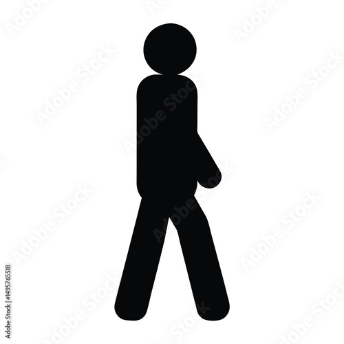 Black Silhouette of a Pedestrian Walking on a White Background Art