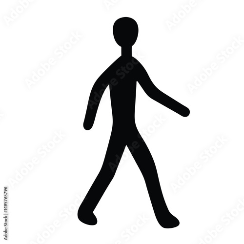 Silhouette of a person walking with arms swinging, on a white background