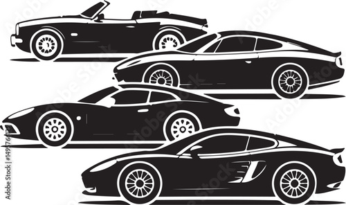 Silhouette Collection of Classic and Modern Sports Cars
