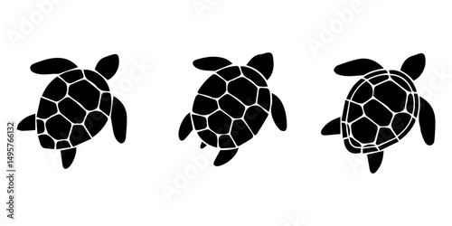 Turtle marine animal icon. Sea turtle silhouette. vector