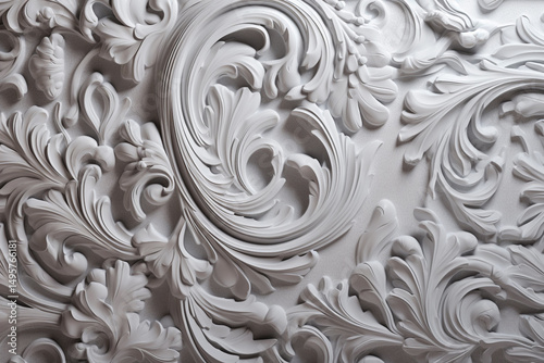 Ornate Elegance Intricate White Plasterwork Design