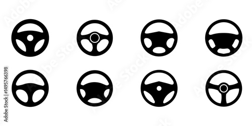 Car Steering wheels icon set, isolated on white background, vector Illustration