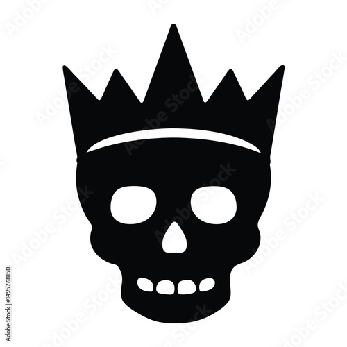 Royal Skull A Black and White Illustration with a Crown