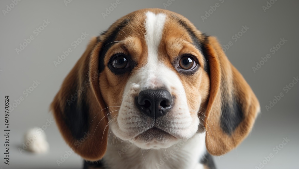 close-up of a cute beagle puppy's head close-up of a cute beagle puppy's head