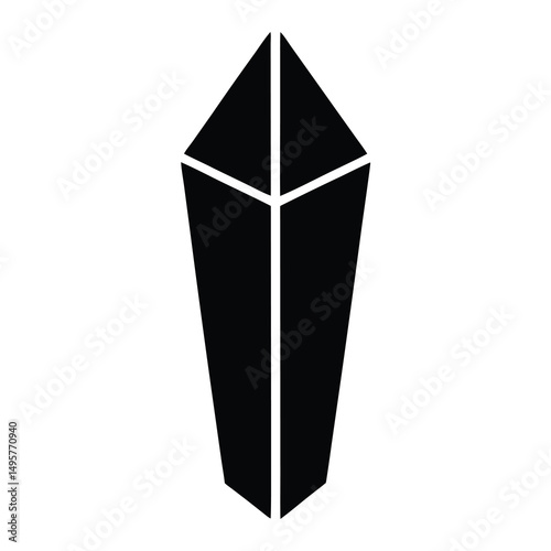Striking Black Geometric Shape with Angled Top on White Background Art