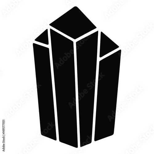 Abstract black geometric crystal formation with asymmetrical shapes and dynamic angles