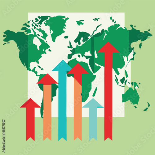 Global Growth Chart Illustrating Upward Trend in Worldwide Economic Progress