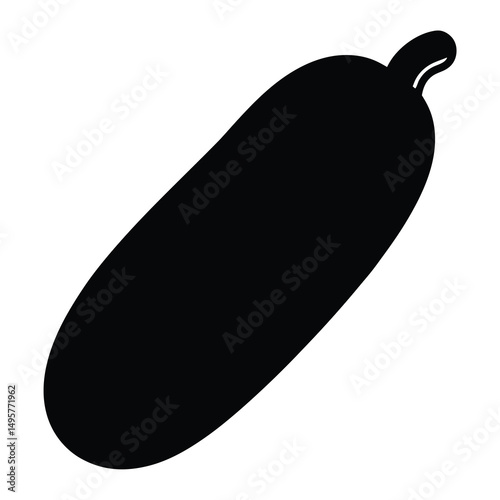 Minimalist representation of a zucchini with a simplistic black silhouette design
