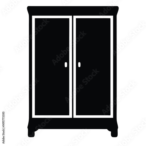Elegant Wardrobe Silhouette with Dual Doors and Classic Trim Elements
