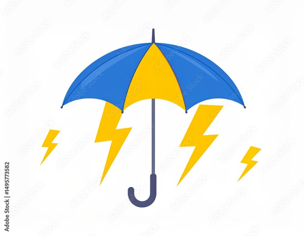 Obraz premium Umbrella with lightning, thunderstorm concept