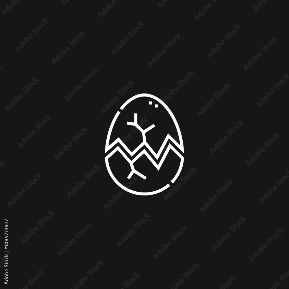 Obraz premium Cracked egg icon logo flat vector design