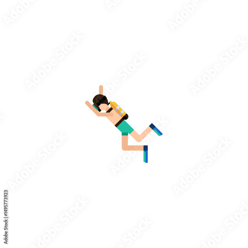 Scuba diver icon logo flat vector design