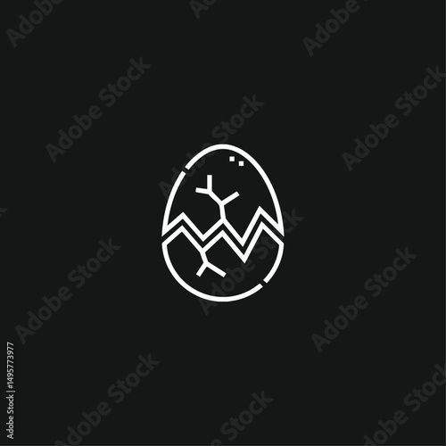 Cracked egg icon logo flat vector design
