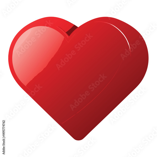 Glossy 3d rendered red heart shape illustration isolated on a clean white background