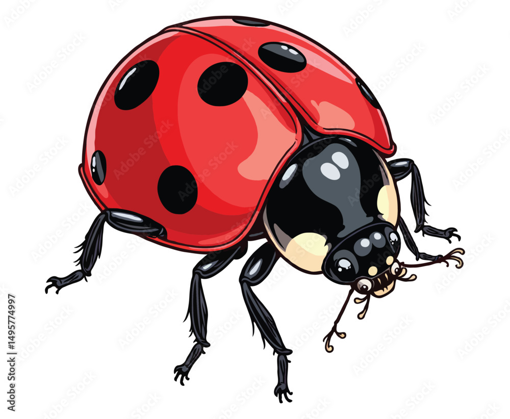 Fototapeta premium Red ladybug color on a white background