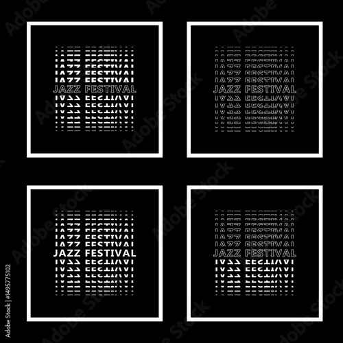 Jazz Festival kinetic typography set – distorted wave text variations in bold modern style. Collection of 6 distorted JAZZ FESTIVAL text designs with wave and echo effects for event visuals.