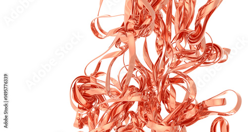 Rose gold ribbons swirl abstractly. Perfect for luxury, beauty, and elegant designs.