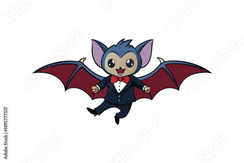 Vampire Bat in Suit Flying at Night