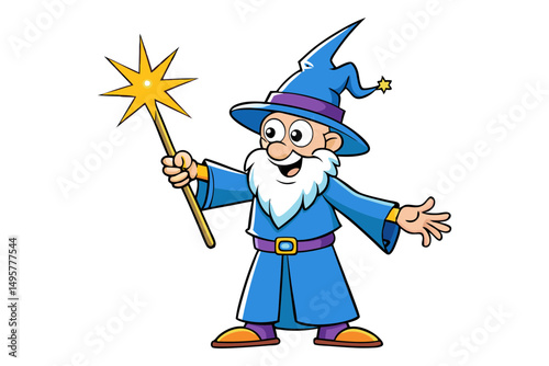 Funny Wizard with Sparkling Wand
