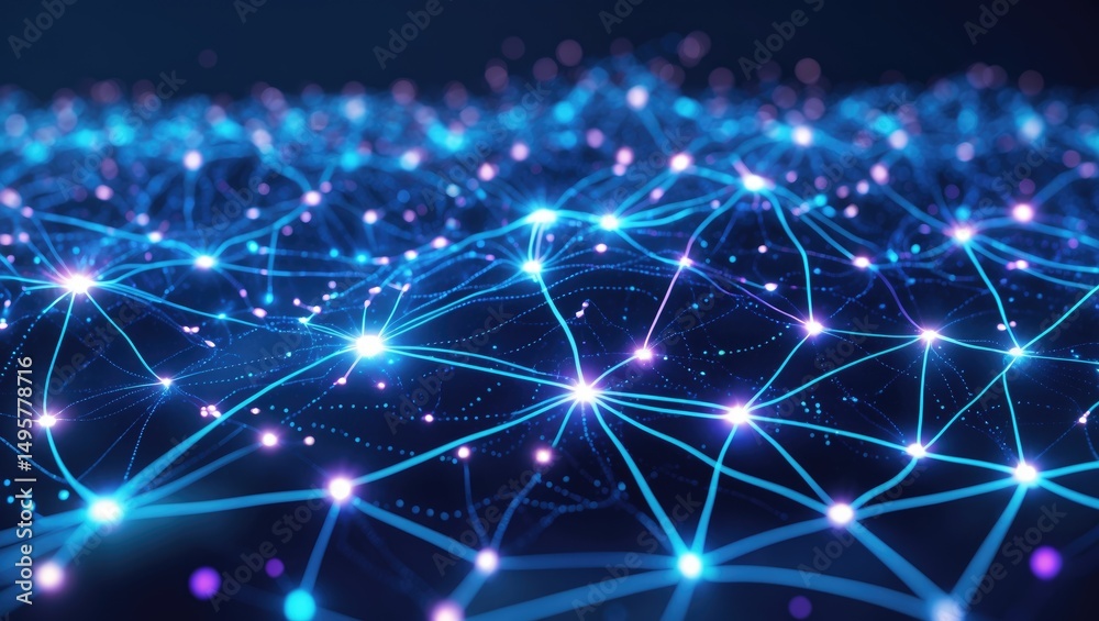 Obraz premium Molecular backdrop featuring blue with network connections.