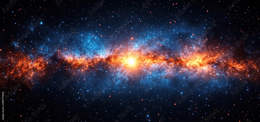 Fototapeta premium Cosmic Inferno: A Celestial Tapestry of Stars and Nebulae