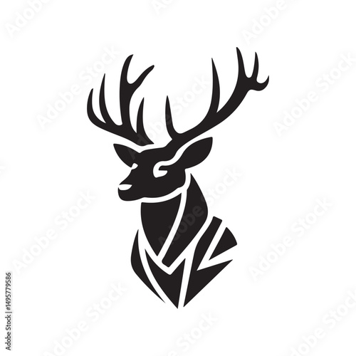 Elegant Deer Head Silhouette Vector Illustration For Logos and Animal themed Project