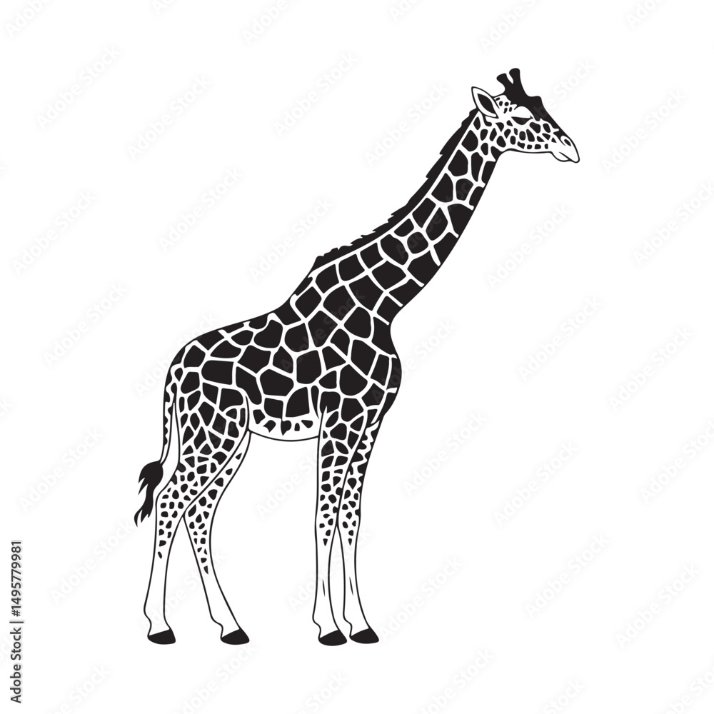 Obraz premium Graceful Giraffe Silhouette Vector Illustration: Iconic African Wildlife Design for Nature and Zoo Themes