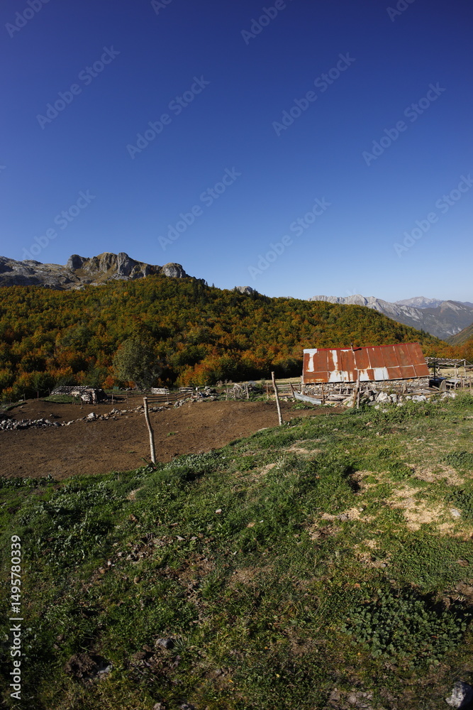 Naklejka premium Montenegro autumn hiking in vusinje valley