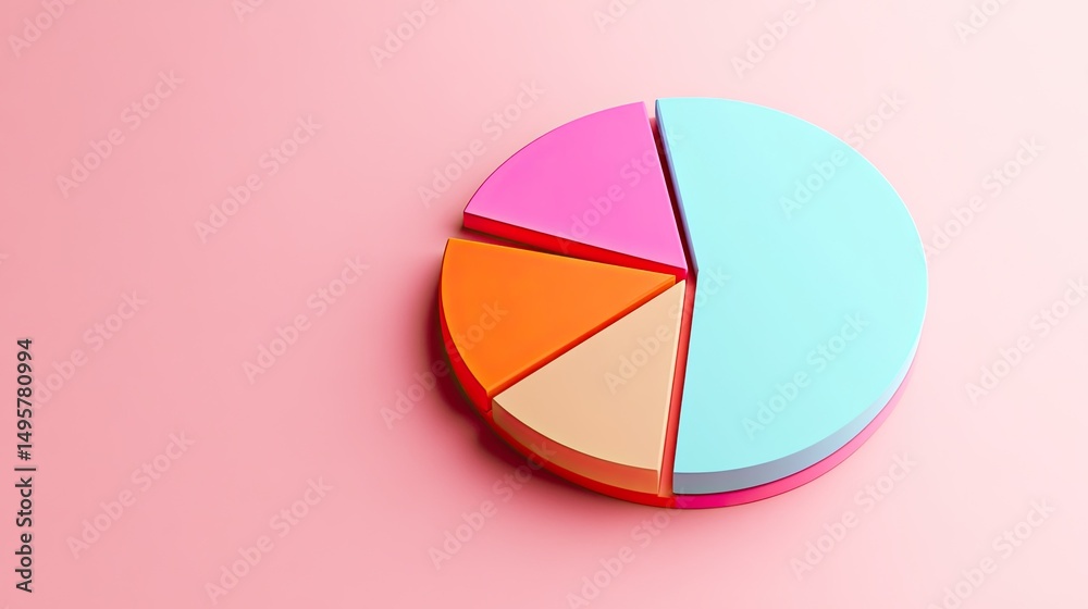 Obraz premium 3D Pie Chart Diagram on Pink Background