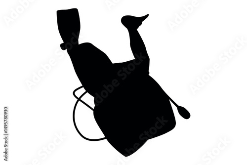 Vector art of Silhouette of a kayaker paddling isolated on transparent background
