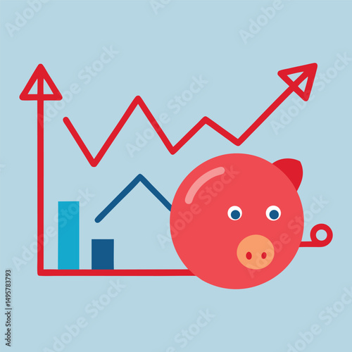 Financial Growth Strategy Illustration with Targets and Upward Trending Graph