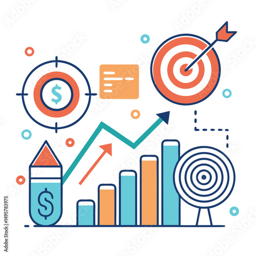 Financial Growth Strategy Chart Showing Target Achievement and Profit Increase