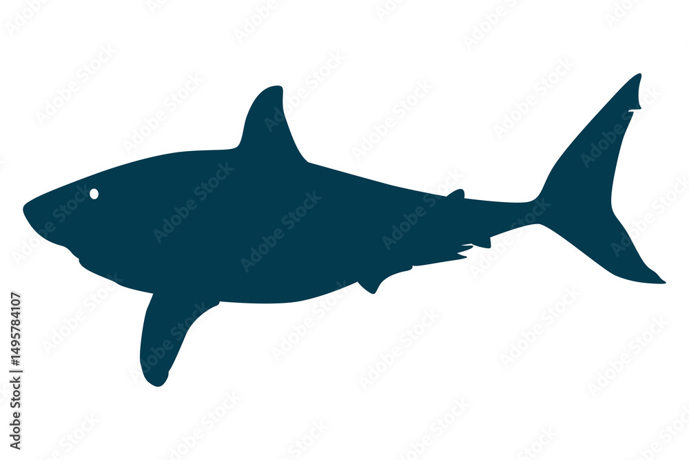Fototapeta premium Vector art of Black shark silhouette isolated on transparent background