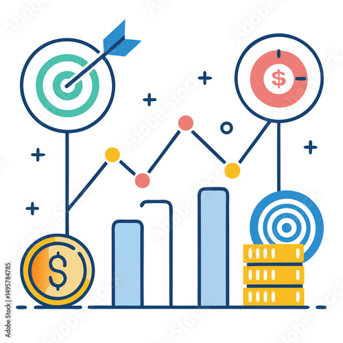 Financial Growth Chart Illustrating Profit Increase and Target Achievement