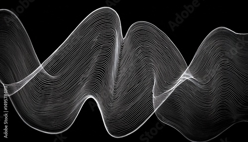 abstract moving lines animation white tiny lines waving on black background